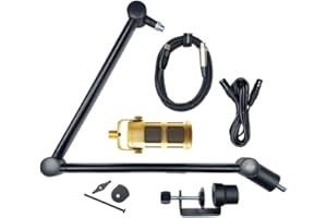 SONTRONICS VOICECASTING PACK - Mic, Boom Arm, USB & XLR Cables -PRO Kit for Podcast, Broadcast, Streaming, Gaming & VC – No Phantom Power required - Lifetime Microphone Warranty. Designed & Built in UK - Gold