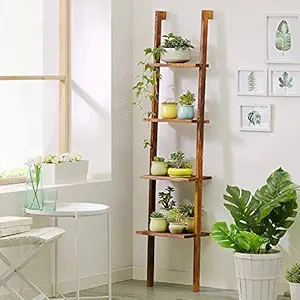 Dantawood 4 Tier Wooden Ladder-Shaped Flower Stand Plant Pot Display Rack-2 Pieces Size: 160 cm x 35 cm x 160 cm (Length x Weight X Height)