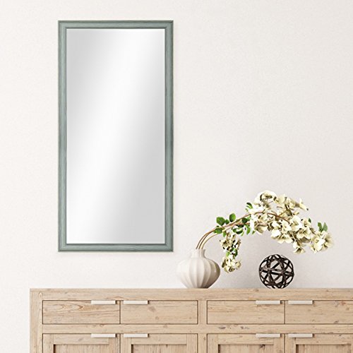 Wand-Spiegel 34×64 cm im Holzrahmen Skandinavisches Design Petrol / Spiegelfläche 30×60 cm - 2