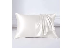 ‎THXSILK THXSILK 22 Momme Seide Kissenbezug Kissenh¨¹lle - Maulbeerseide Kissenbez¨¹ge - Hypoallergen mit Rei?Verschluss Seidenkissenbezug - Pure Seide auf Beide Seiten (Weiß, 40x80cm)