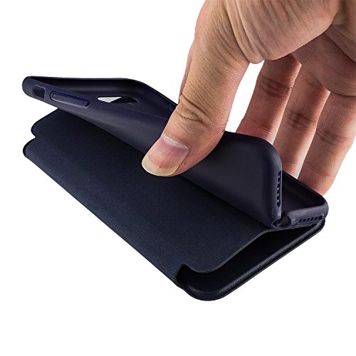 Funda inteligente con ventana y barra de botones Nouske para iPhone 7 Plus iPhone 8 Plus y de 5 5 pulgadas de Apple  Azul Marino