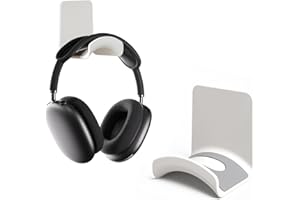 wigmoa S-T8 Support mural compact pour casque sous le bureau avec crochet adhésif sécurisé, compatible avec Airpods Max et la plupart des casques/manettes (blanc/support mural)