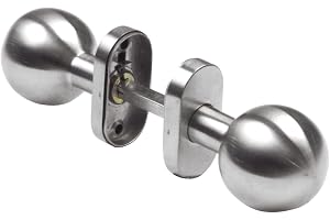 Amig - Set med roterande dörrknoppar Mod. 11ALGR - ø50 x 78 mm - Med rosettskylt - Ergonomiskt grepp - Inkluderar stöldskyddsskruvar - Fjäderlös - Matt 18/8 rostfritt stål