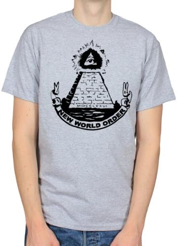 All Seeing Eye Illuminate Illuminati Pyramid Conspiracy Theory T-Shirt, Grey, X-Large