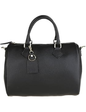 Chicca Borse Frau Handtasche Boston Tasche mit Schultergurt aus echtem Leder Made in Italy 30x23x18 Cm