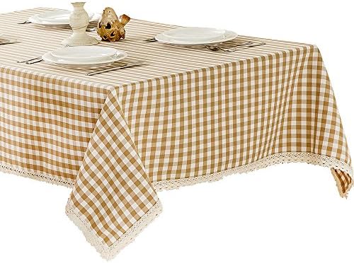 R.LANG Heavy Weight Fabric Tablecloth Oval 60 x 84-inch(152cm x 213cm) Spillproof Jacquard Tablecloth Beige