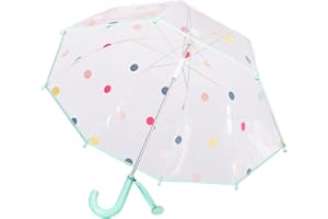 ThreeH Parapluie à bulles transparent pour enfants poignée incurvée en plastique incassable 8 nervures manuel ouvert joli parapluie à pois pour garçons filles