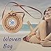 Produktbild iPenty Strandtasche Handarbeit Umhängetasche Tasche Korbtasche Rund Rattan-Hand-Gesponnener Taschen Sommer Mode Freizeit Strohsack Strand Rattan Tasche Aufbewahrungstasche