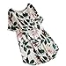 Produktbild Huihong Frauen Sommer Elegante Leinen Baumwolle Kleid Dame Blumendruck Minikleid Party Kleid S-5XL Große Größe Kurzarm Kleid (Weiß, S)