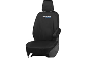 JH AUTOSTORES Transit Custom Tailored Driver Seat Cover (Fits 2013-2023) Single Black Heavy Duty & Waterpoof B101 (BLACK 2)