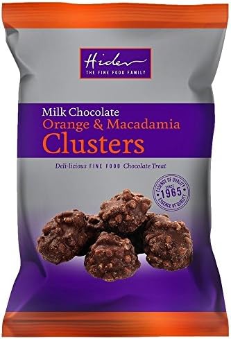 Orange &amp; Macadamia Nut Clusters Milk Chocolate Coated Treats Hider Foods (Pack of 1)