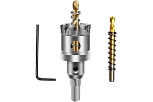 ASNOMY 30mm Punta per sega a tazza con punta in carburo di tungsteno, per metalli duri, sega a tazza T.C.T, con 2 punte per trapano pilota in titanio, per metallo, acciaio, ferro, legno, plastica