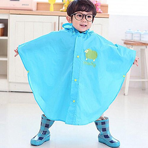Highdas Baby Kids Rain Poncho Hooded Poncho Waterproof Suit Size 80-100cm (S/Blue)