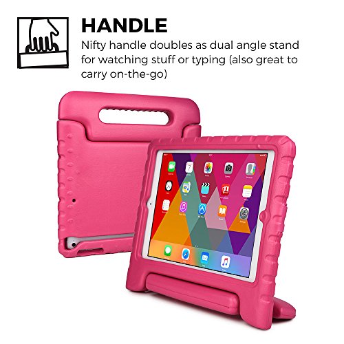 iPad Air hülle fur kinder, COOPER DYNAMO Beanspruchbare, strapazeirfähige, robuste, gepolsterte Hartschalenhülle mit integriertem Griff, Standfunktion & durchsichtigem Displaysschutz (Pink) - 5