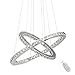 Produktbild SAILUN 48W LED Kristall Design Hängelampe Zwei Ringe Deckenlampe Pendelleuchte Kreative Kronleuchter Dimmbar Lüster LED Deckenleuchte Dimmbar