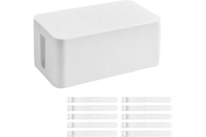 DEARBAG Caja para Cables, Caja Organizadora Cables, para Ocultar Regletas de Enchufes y Cable Eléctricos de Televisores, Ordenadores y Escritorios (Blanco)
