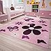 Produktbild VIMODA Kinderteppich Modern Kinderzimmer Teppiche Konturen Sterne Blumen Schmetterlinge Farbe Pink Lila 80x150 cm