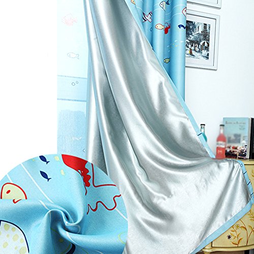 Cartoon Vorhänge, Frideko 2 Stück 245 cm x 140 cm (H x B) Blickdicht Unterwasserwelt Verdunklungsvorhänge mit Haken für Kinderzimmer Schlafzimmer Wohnzimmer - 2