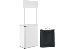 VEVOR Portable Tradeshow Podium Table, 30.91" x 14.96" x 71.46", Display Exhibition Counter Stand Booth Fair with Wall, Foldable Promotion Retail Bar Table Pop Up Podium with Storage Rack/Carrying Bag