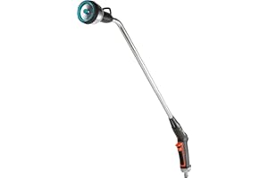Gardena Premium Gießstab: Robuste Gartenbrause zur Bewässerung und Reinigung, 90 cm lang, 3 Strahlarten, Einhandbedienung, Frostschutz (18336-88)