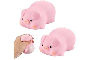 QOOLOO 2 Piezas Cerdito Juguetes Antiestrés,Juguete para Apretar,Rosa Cerdo Squishy Juguete Antiestrés, Juguete para Niños y Adultos