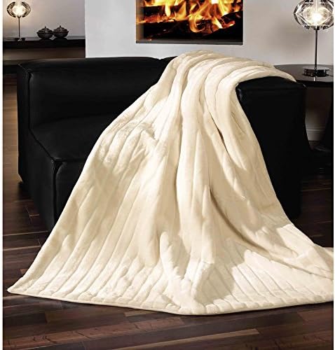 Mink Faux Fur Blanket 150 x 200 cm Imitation Mink Fur Blanket Wool Soft Home Sofa, Polyester, natural, 40 cm x 40 cm