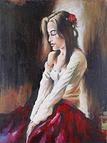 Hand painted oil painting woman's side, decorative painting, figure painting Decorative painting in the living room corridor , 50cm*70cm