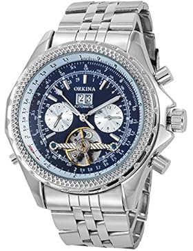 Gute Elegante Herren Stahl automatische mechanische Armbanduhr Blau Zifferblatt Luminous