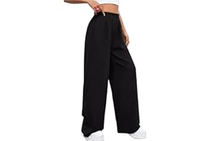 C K CRISKAT Pantalones Anchos para Mujer Pantalones Largos Cintura Elástico Cordon Interior Pantalón con Bolsillos Suelto Pierna Ancha