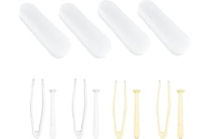 FOFUYIM 4 Pack Contact Lens Remover and Inserter Tool for Soft Lenses, Portable Contact Lens Applicator with Tweezers & Storage Case for Outgoing, Travelling - White & Yellow