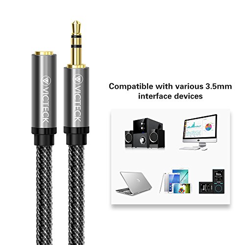 Audio VerlÃ¤ngerung,Victeck 5m Nylon 3.5mm Stereo Klinken VerlÃ¤ngerungskabel fÃ¼r AUX EingÃ¤nge Buchse Vergoldete Kontakte Kompatibel mit iPad,iPhone oder Smartphones,Tablets,Beats KopfhÃ¶rer,Media-Player und Mehr (Schwarz)