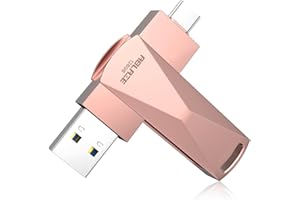 ABLAZE Unidad flash USB C de 128 GB, doble USB 3.0 + unidad flash tipo C compatible con iPhone 16/15, smartphone Android, computadora, tableta, Mac, portátil (oro rosa)