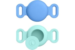 AMZPAS Airtag Dog Collar, Pet Silicone Protective Case for GPS Tracking Finder,Protective Cover Compatible with Apple Airtag, Safety and Anti-lost (Mint+Blue,Small)