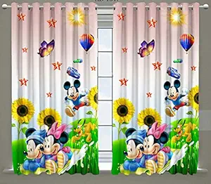 Honger Polyester 3D Kids Cartoon Printed 4 x 5 Feet Window Curtains for Kids Room Use Pack of 2 Pecs Multicolour