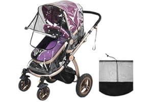 BXT Habillage Impermeable Universel Poussette Protection Pluie et Vent pour Poussette Protection Pluie , 1 Unite, Transparent