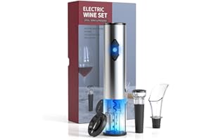 CIRCLE JOY 4-in-1 Electric Wine Opener Set, Battery Operated Wine Corkscrew Opener with Foil Cutter, Wine Aerator Pourer and Vacuum Stopper, Stainless Steel