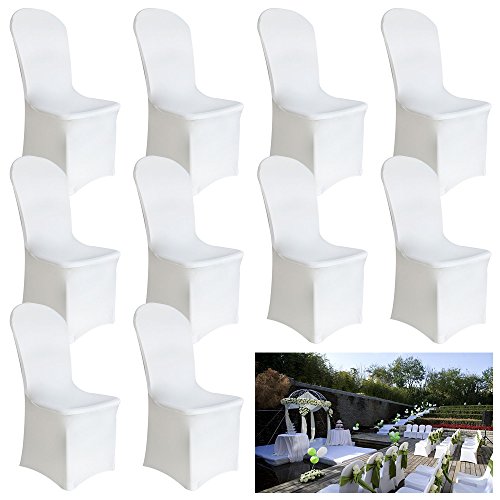 ebuybox® 10st. Stretch Stuhlhusse Stuhlueberzug Stuhlbezug Stuhl Hussen Hochzeit Party Weiss