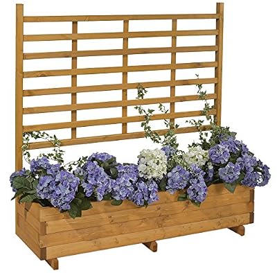 Gaspo - GASPO - Jardinière avec treillis "Gmunden" L 136 x H 136 cm couleur miel