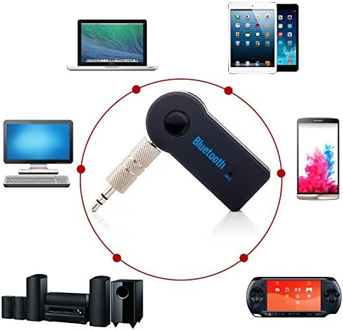 Saxonia Bluetooth Audio Receiver AUX 3.5mm (jack) Adapter Music Car Transmitter with hands-free microphone Black