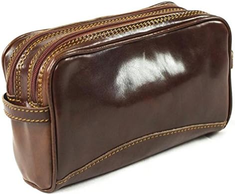 Rivello Genuine Leather Luxury Toiletry Bag - Internal Compartments with Zipped Closure