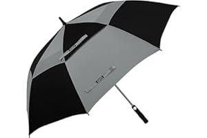 G4Free - Paraguas de golf extragrande con doble gabardina, ventilación, resistente al viento e impermeable, disponible en 137 cm, 157 cm y 182 cm, 62 inch, 17.Negro/Gris