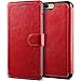 Produktbild VRS DESIGN iPhone 8 Plus Hülle, iPhone 7 Plus Hülle Leder Schutzhülle [Rot] Schlanke Prämie PU Leder Tasche Stoßsichere Lederhülle Brieftasche Case mit 3 Kartenfach [Layered Dandy] für iPhone 8 Plus