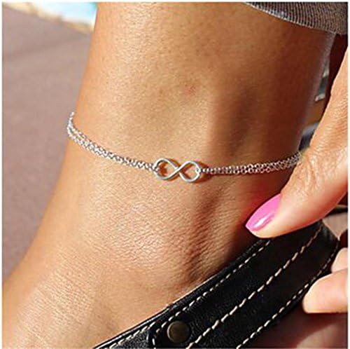 GYJUN Fashion Infinity Charm Chain Anklet Foot Bracelet Beach Sandal Barefoot Jewelry Christmas Gifts , silver