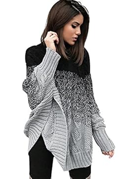 Simplee Apparel Damen Sweater Elegant Langarm Oversize Glitzerfäden Grobe Strickpullover Poncho mit Bat Ärmel