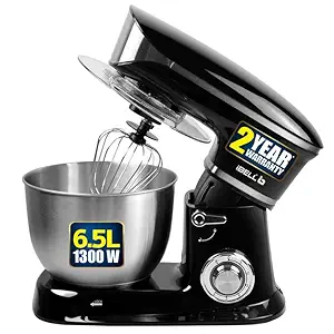 iBELL 4650S 1300Watts Electric Food Stand Mixer Tilt Head with 6.5 Litres SS Bowl, 6 Speed Control, for Whipping, Kneading, Egg Beating (Black)