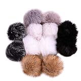 Einzigartiges Design: Es gibt eine winzige elastische Schlaufe auf dem Ball, macht es einfach, an der Mütze zu befestigen. Sie können sie verwenden, um den defekten Bommel zu ersetzen, Ihre Strickmütze zu kreieren oder Ihre Tasche mit einem Schlüsselbund zu befestigen.