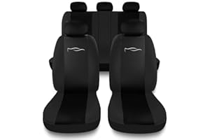 Susy Shop Set Coprisedili Per Auto Universali Con Schienale Posteriore Con 2 Zip, Fodere Auto Airbag Compatibili (Nero/Nero)