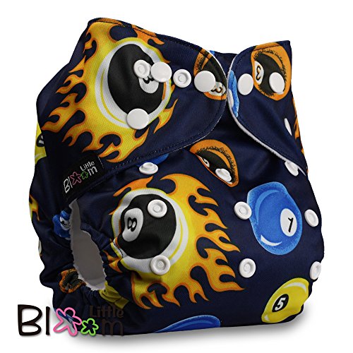 LittleBloom, Reusable Pocket Cloth Nappy, Fastener: Popper, Set of 1, Pattern 80, Without Insert