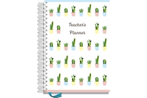 Pirongs A4 Teacher Planner 2025-2026 | 5 Lesson Daily Undated Hardback Wiro-bound - Cactus