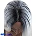 Eseewigs Synthetic Long Wave Ombre Wig Two Tones Black Rooted Grey Heat Resistant Cheap Middle Part Wig 130% High Density for Women